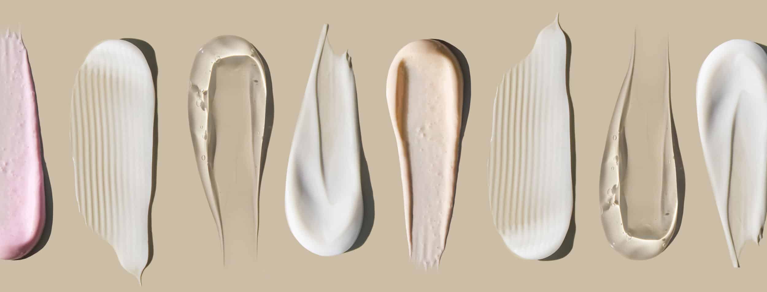 pattern cosmetic smears cream texture on pastel background